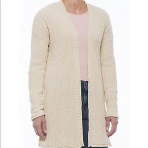 TAHARI ivory chunky knit open front cardigan Large